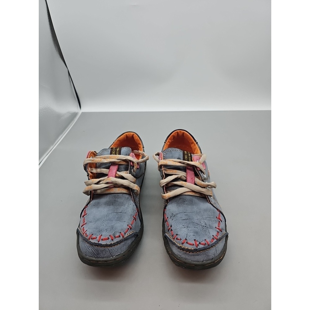 TMA Eyes Shoes Size 9‎ 40 Blue Original Time PINK  ACCENT STITCHING LEATHER